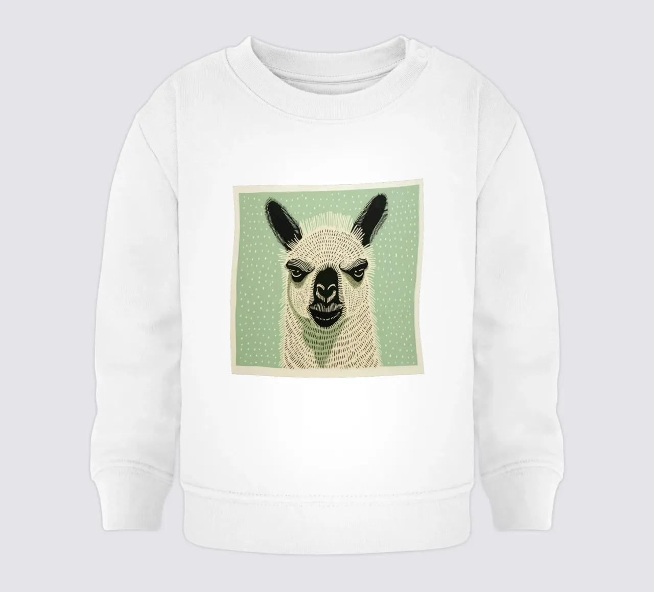 Lama verde 1 felpa neonato da Minimal Animal Art