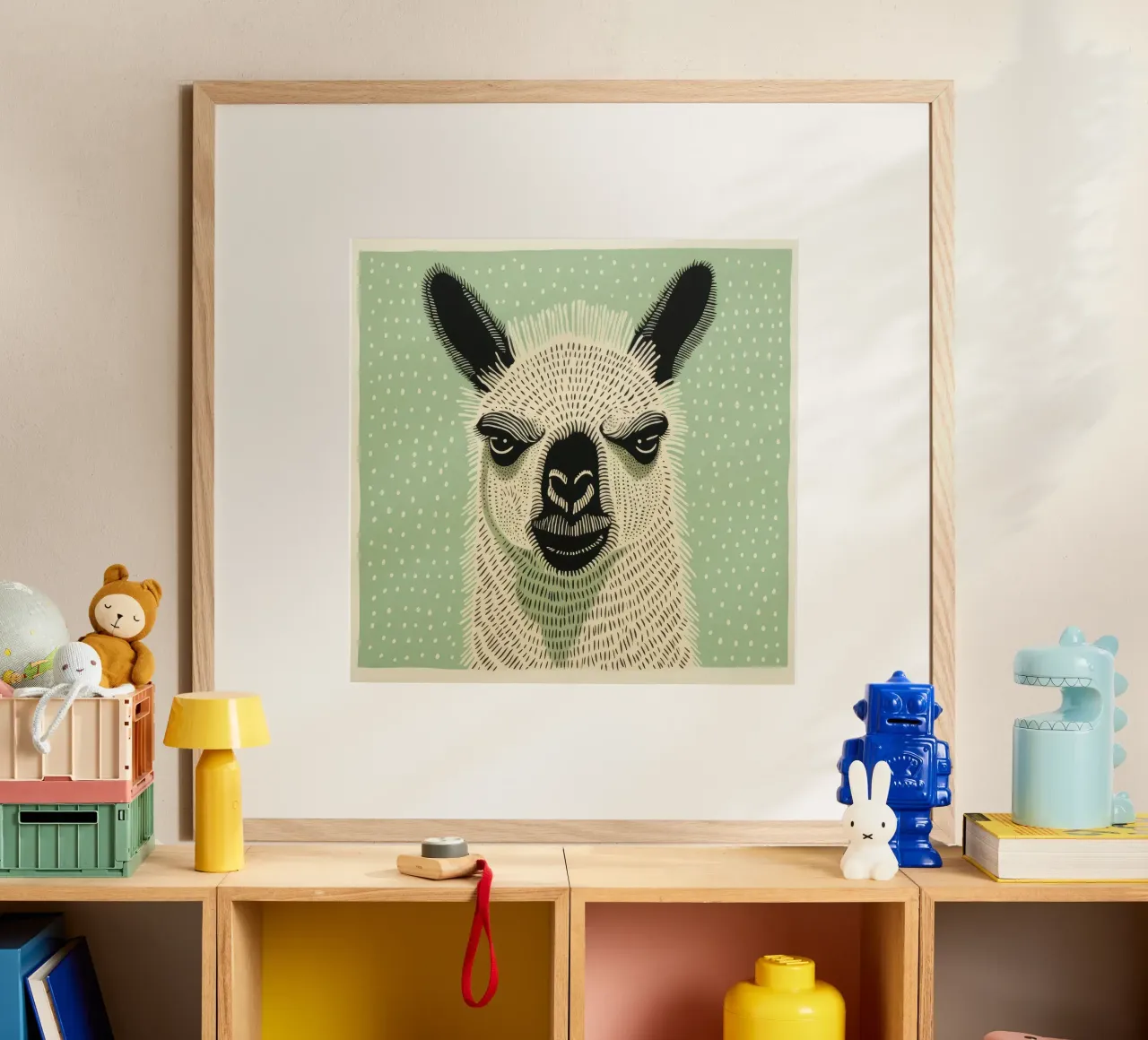 Lama verde 1 carta hahnemühle da Minimal Animal Art