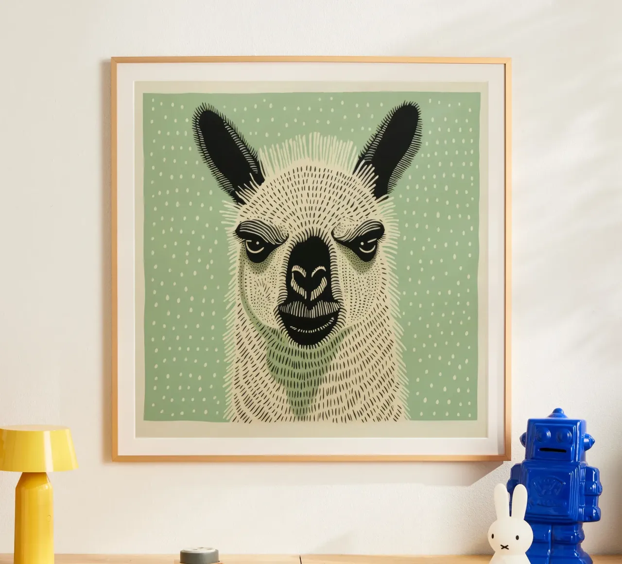 Lama verde 1 carta hahnemühle da Minimal Animal Art