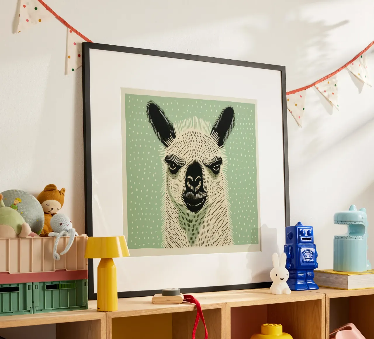 Lama verde 1 poster da Minimal Animal Art