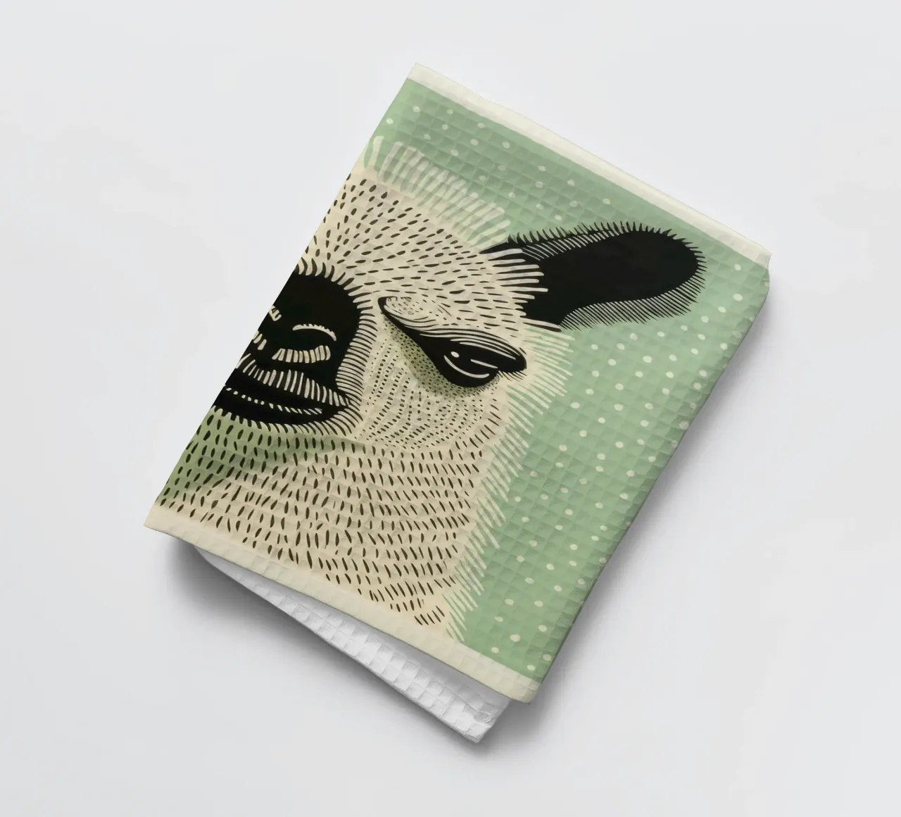 Lama verde 1 canovaccio da cucina da Minimal Animal Art