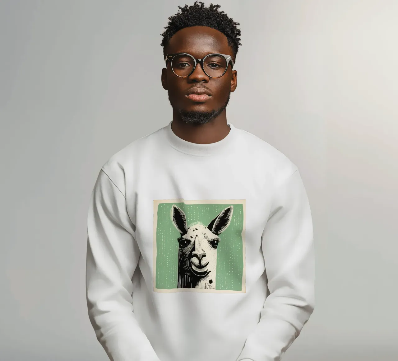 Groene Lama sweatshirt van Minimal Animal Art