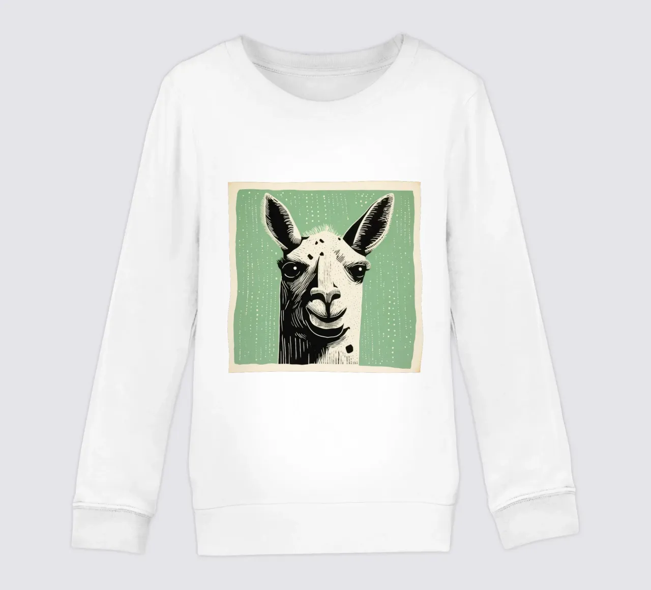 Lama verde 2 felpa bambino da Minimal Animal Art