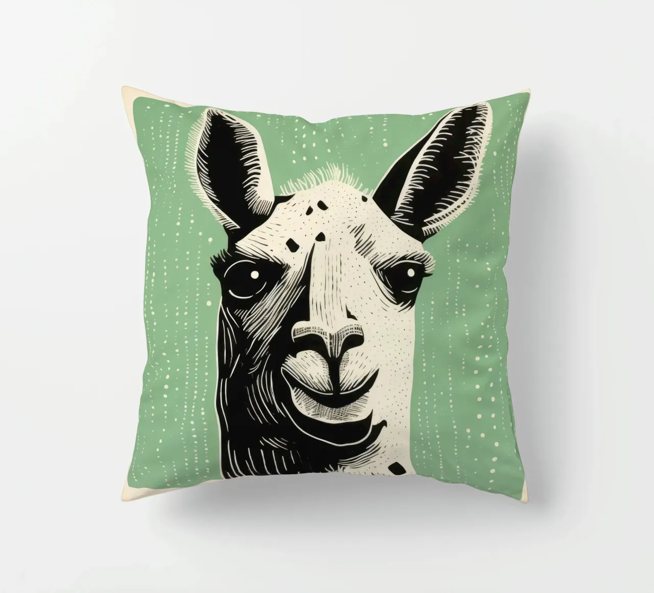 Lama verde 2 cuscino da Minimal Animal Art