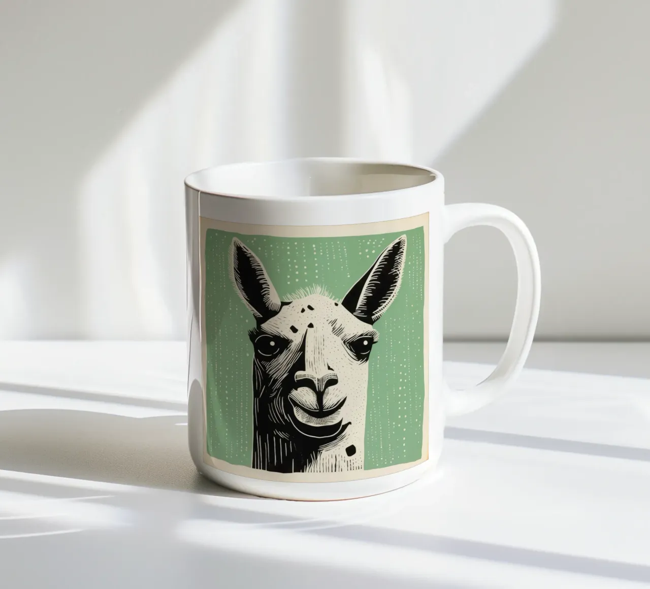 Lama verde 2 tazza in ceramica da Minimal Animal Art