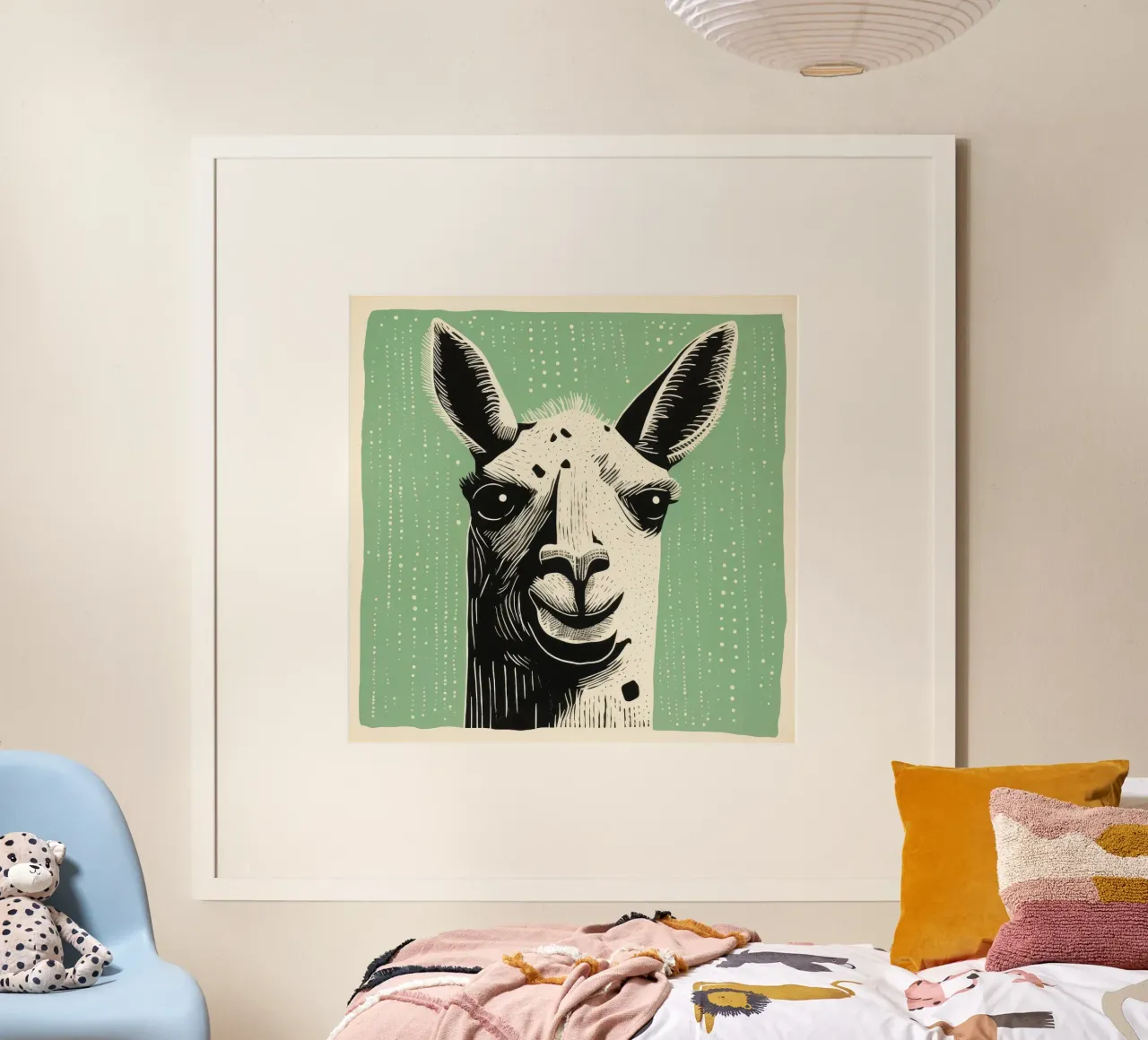 Lama verde 2 carta hahnemühle da Minimal Animal Art