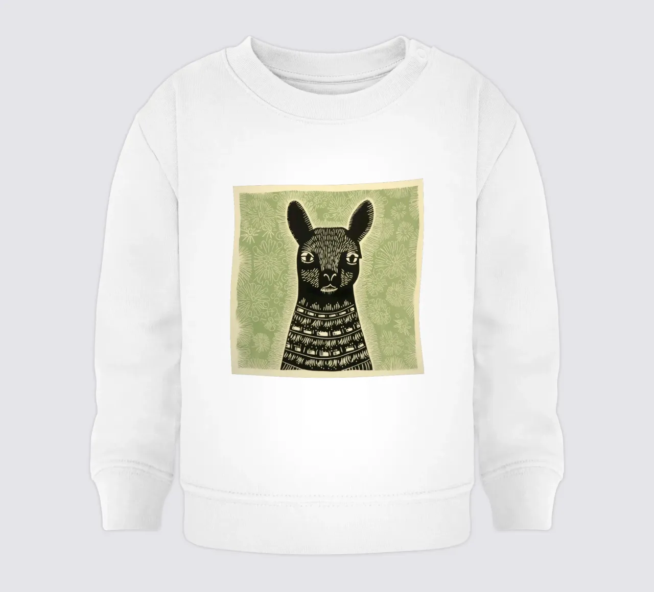 Lama verde 3 felpa neonato da Minimal Animal Art
