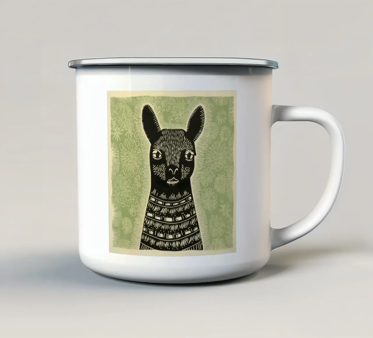 Lama verde 3 tazza in smalto da Minimal Animal Art