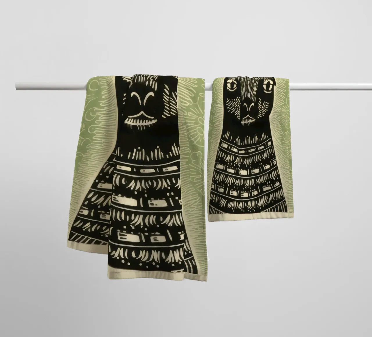 Lama verde 3 asciugamano da bagno da Minimal Animal Art