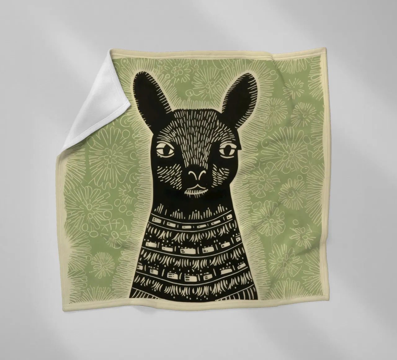Lama verde coperta in pile da Minimal Animal Art