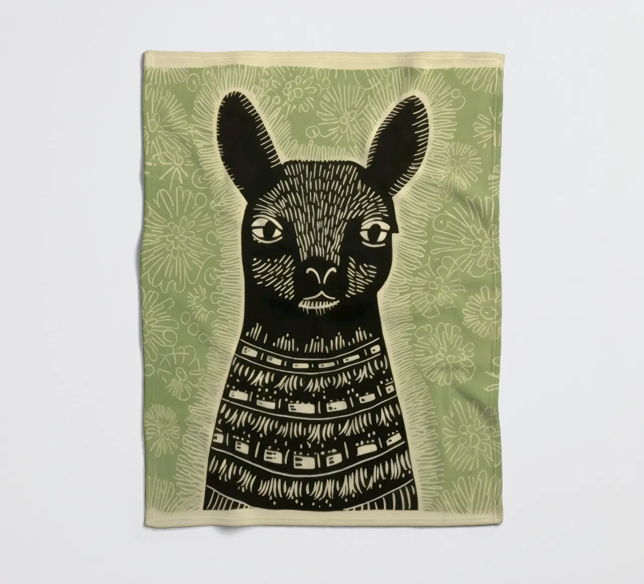 Lama verde coperta in pile da Minimal Animal Art