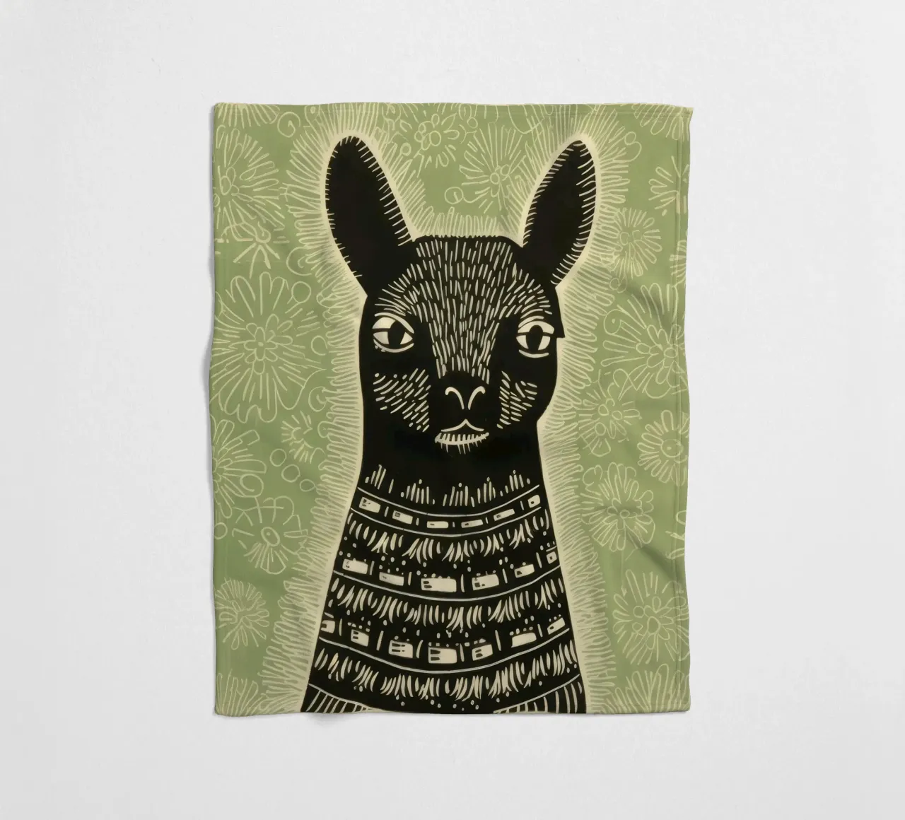 Lama verde coperta in pile da Minimal Animal Art
