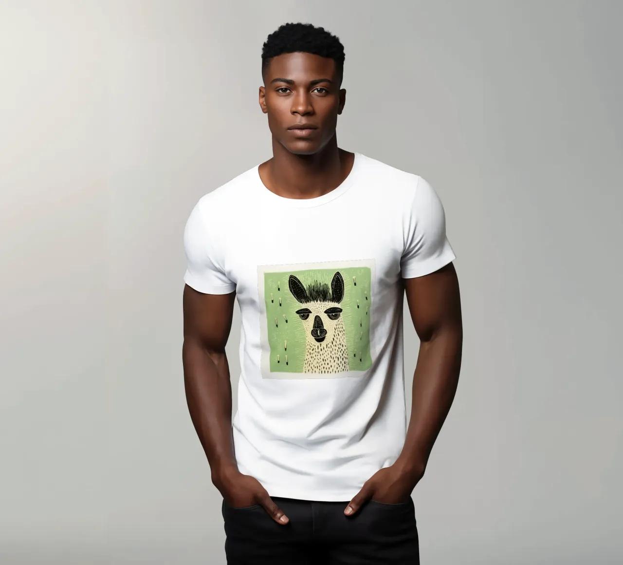Lama verde 4 t-shirt da Minimal Animal Art