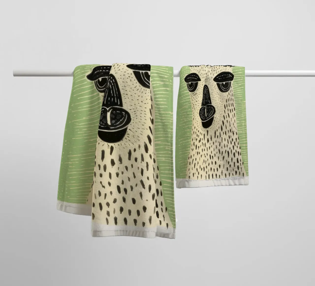 Lama verde 4 asciugamano da bagno da Minimal Animal Art