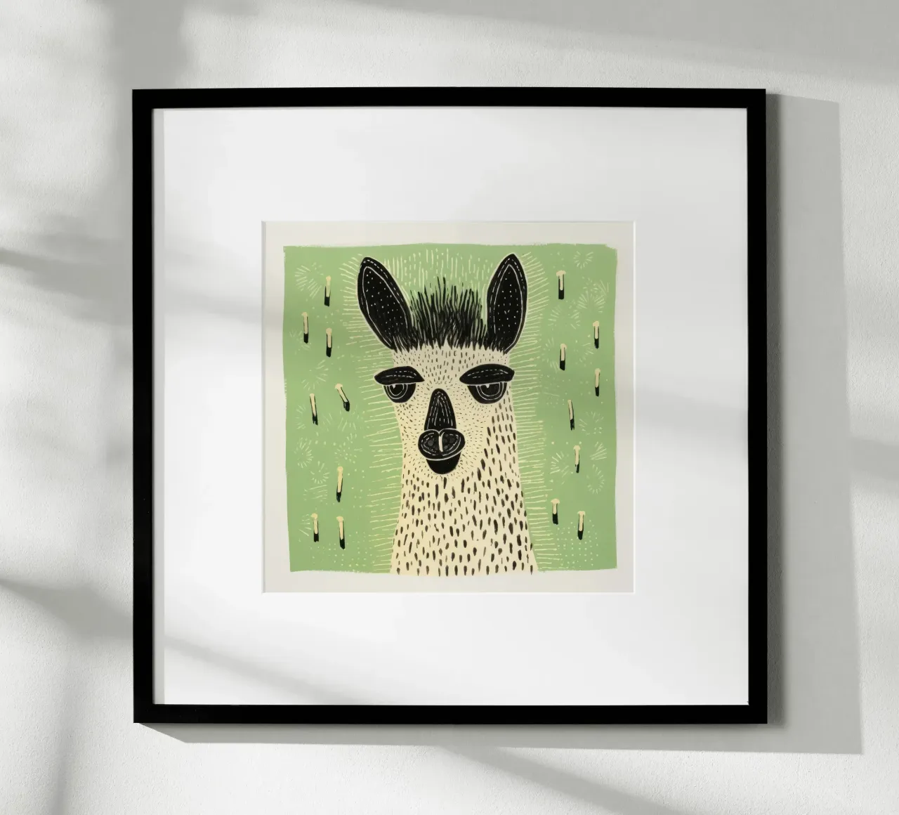 Lama verde 4 carta hahnemühle da Minimal Animal Art