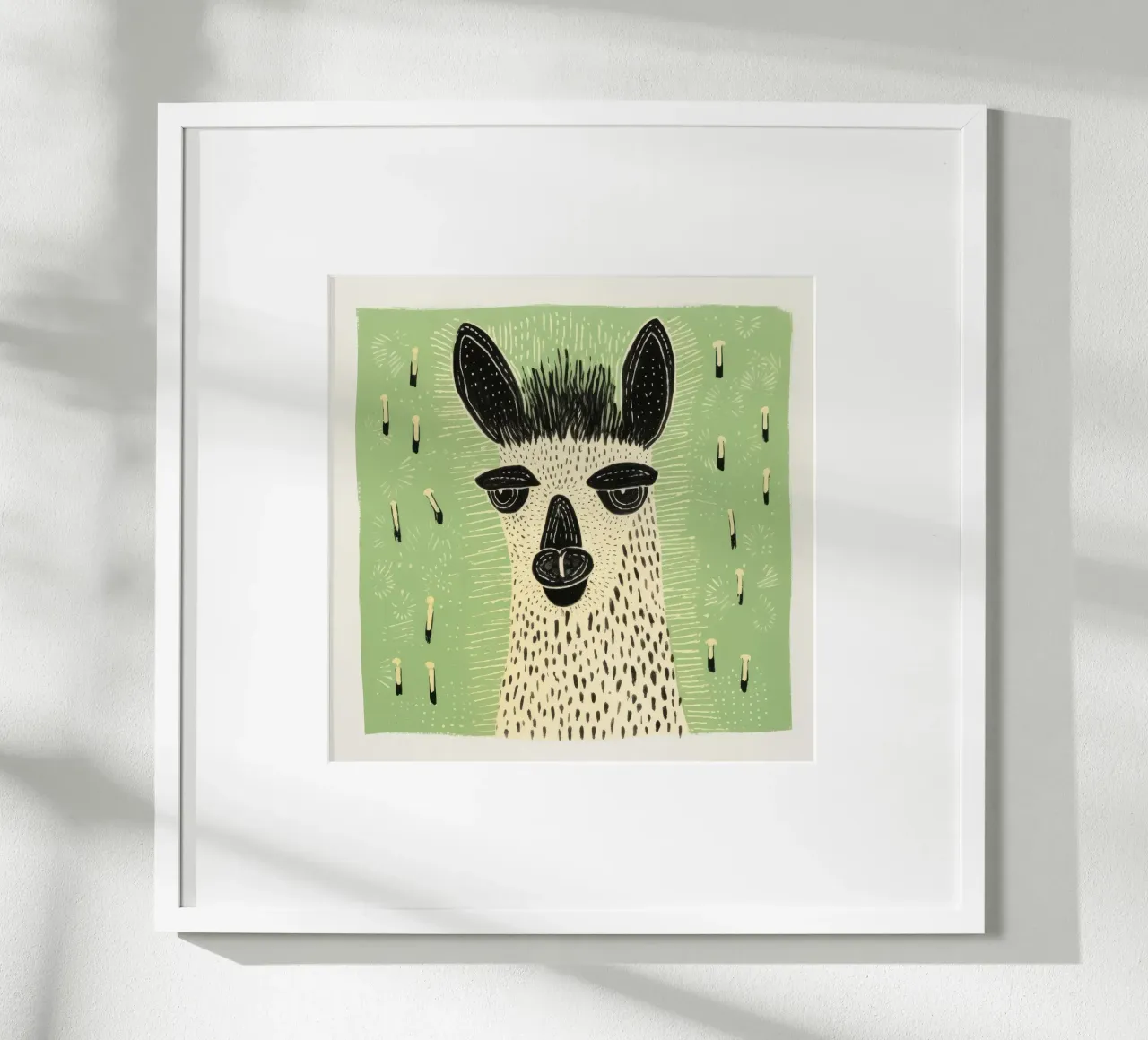 Lama verde 4 carta hahnemühle da Minimal Animal Art