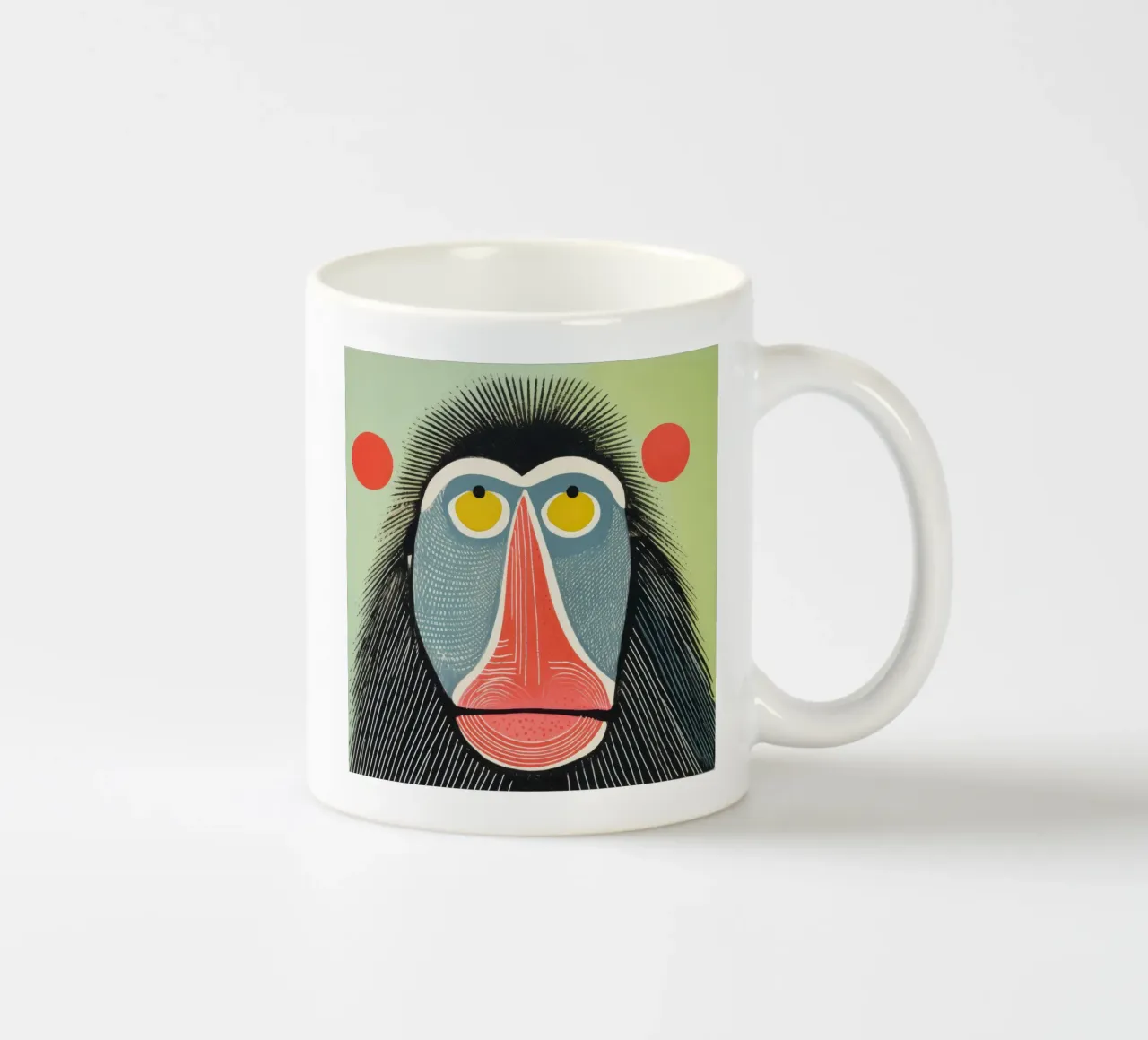 Mandrillo verde 1 tazza in ceramica da Minimal Animal Art