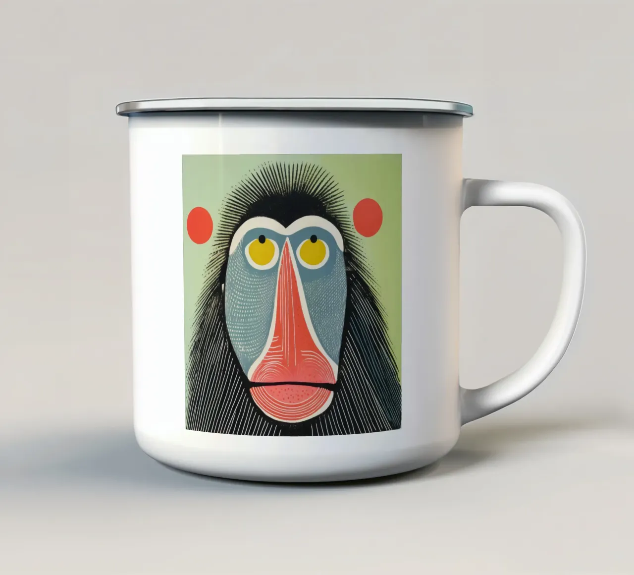 Mandrillo verde 1 tazza in smalto da Minimal Animal Art