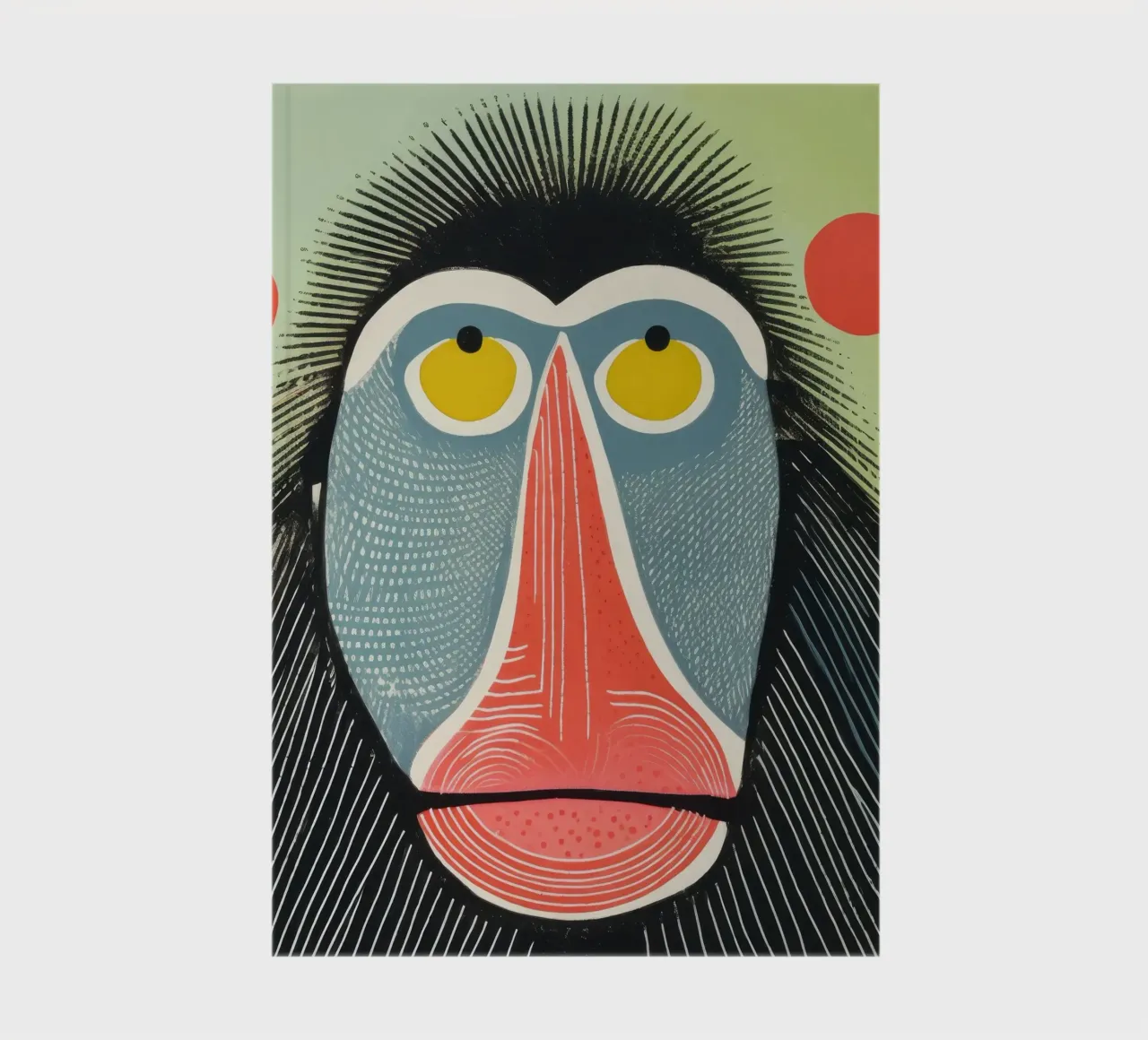 Mandrill vert 1 carnet de notes de Minimal Animal Art