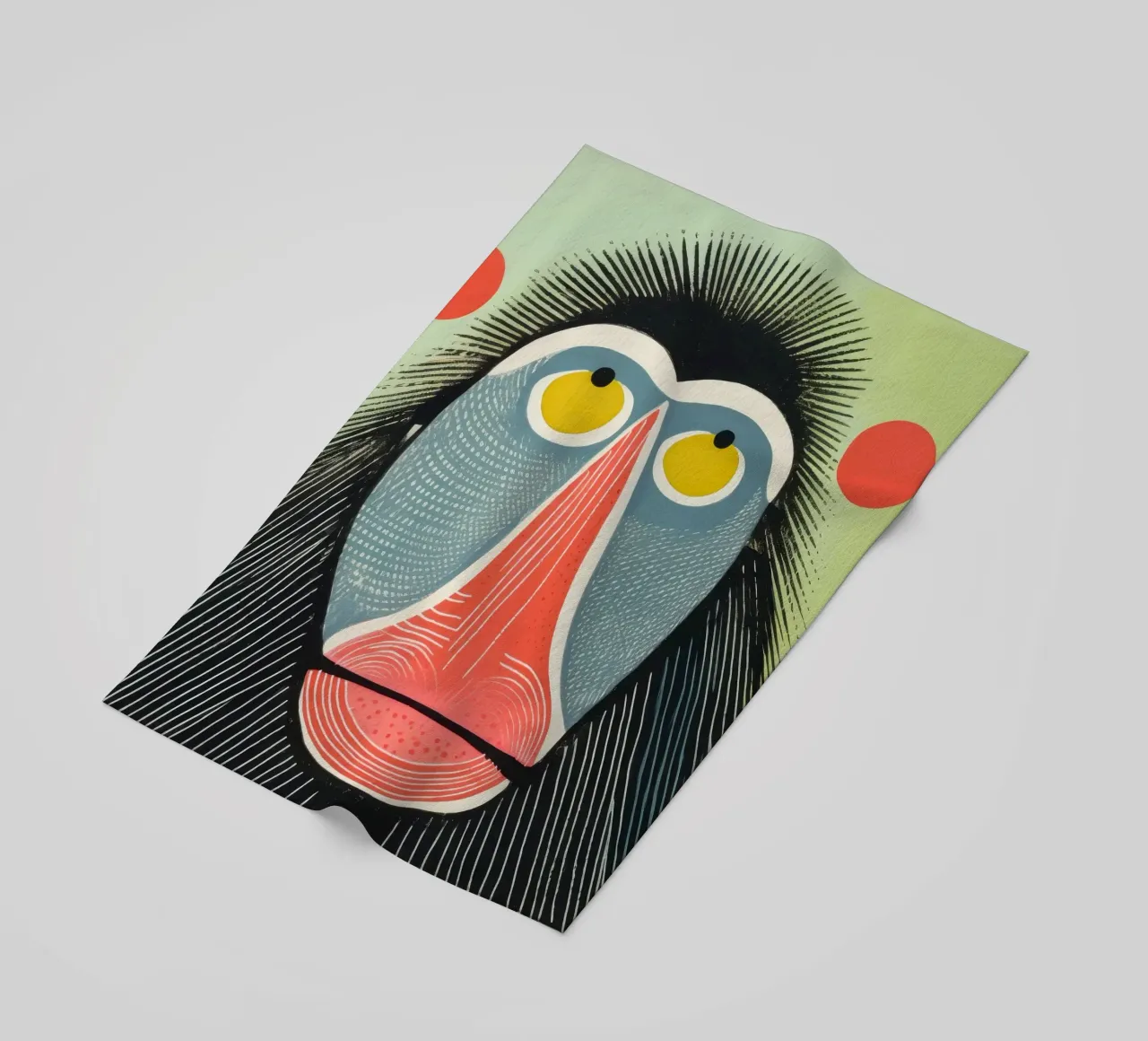 Mandrillo verde 1 telo mare da Minimal Animal Art
