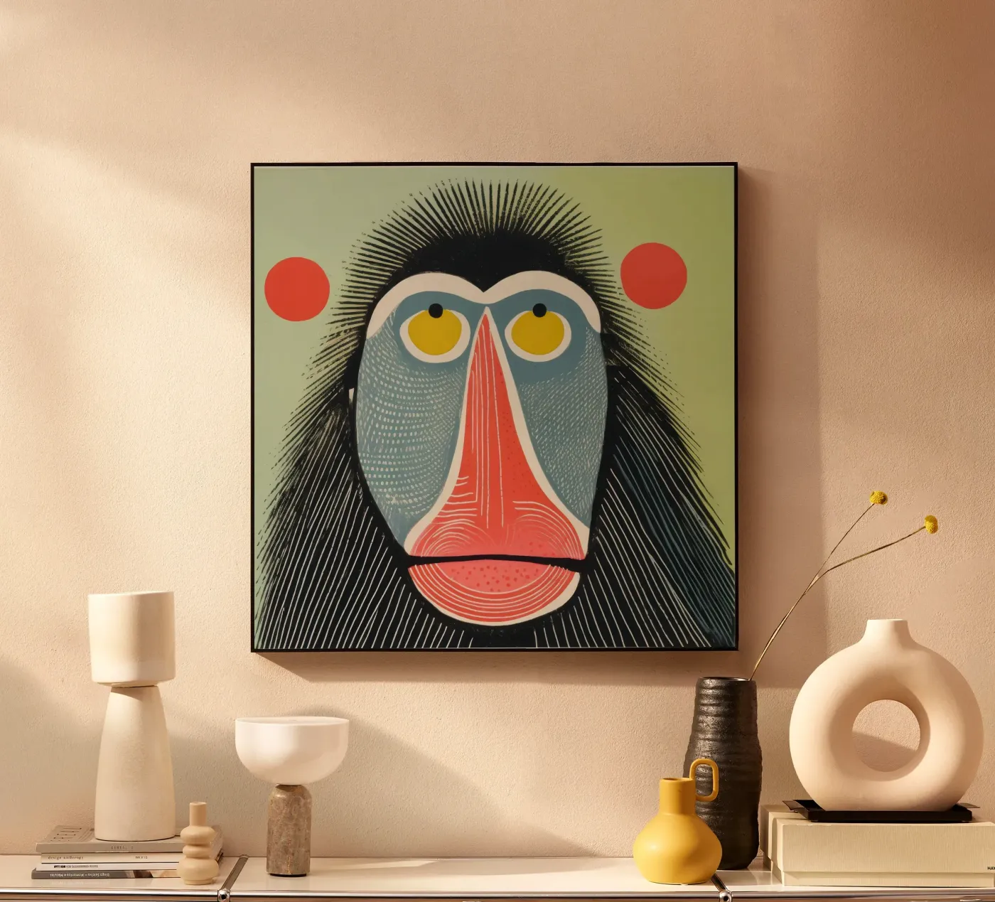 Green Mandrill plexiglas de Minimal Animal Art