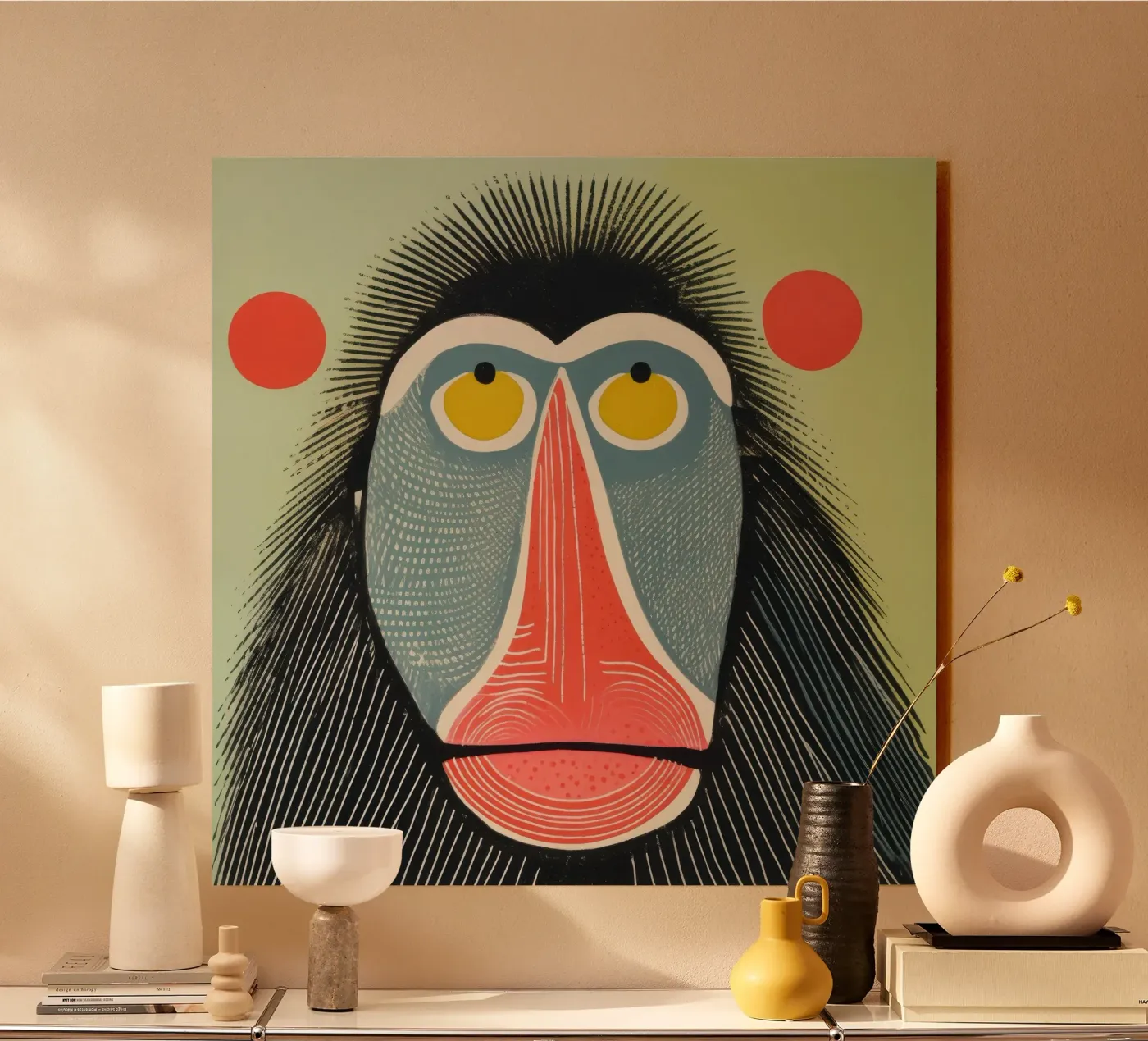 Green Mandrill plexiglas de Minimal Animal Art