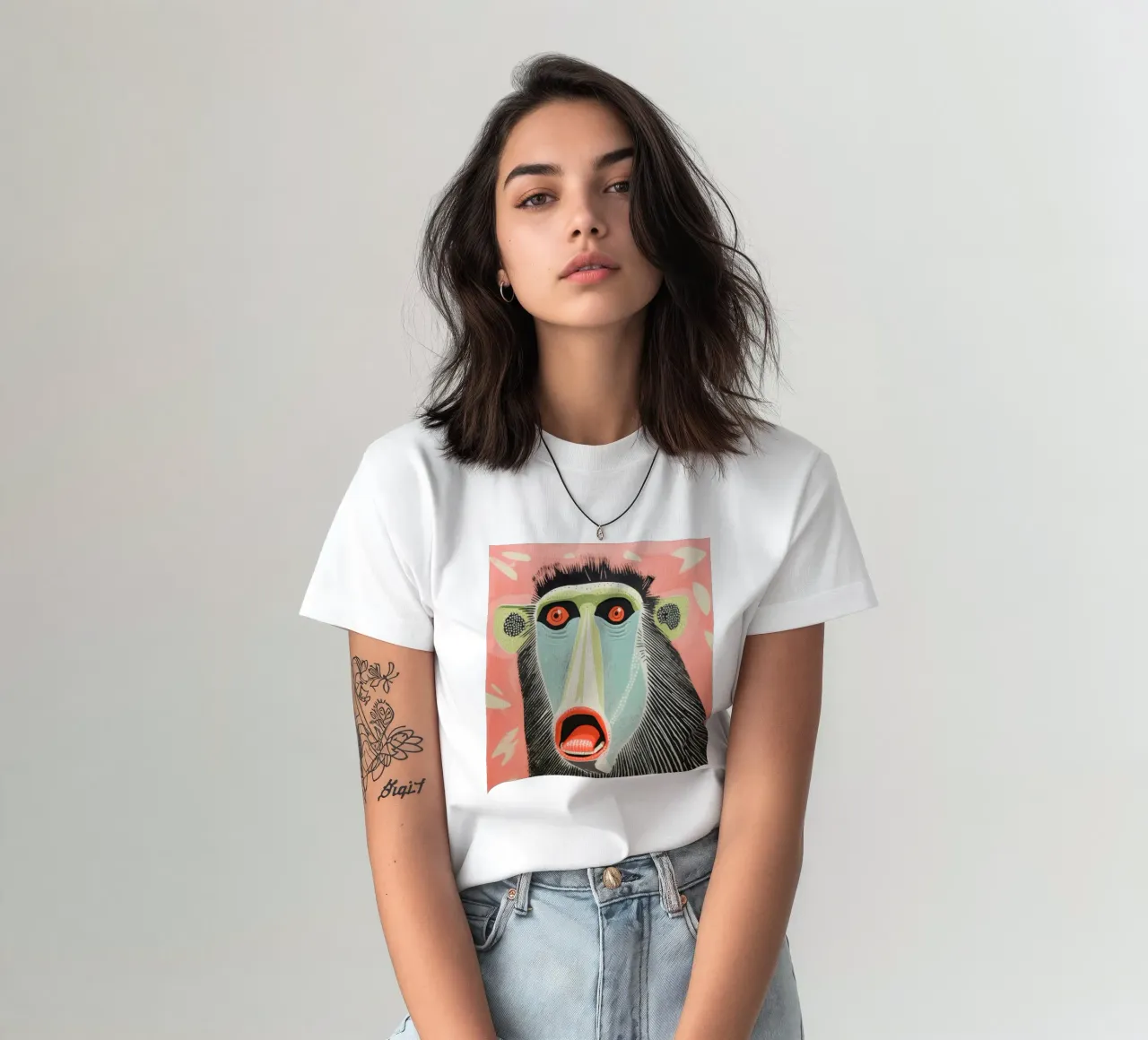 Mandrillo verde 2 t-shirt da Minimal Animal Art