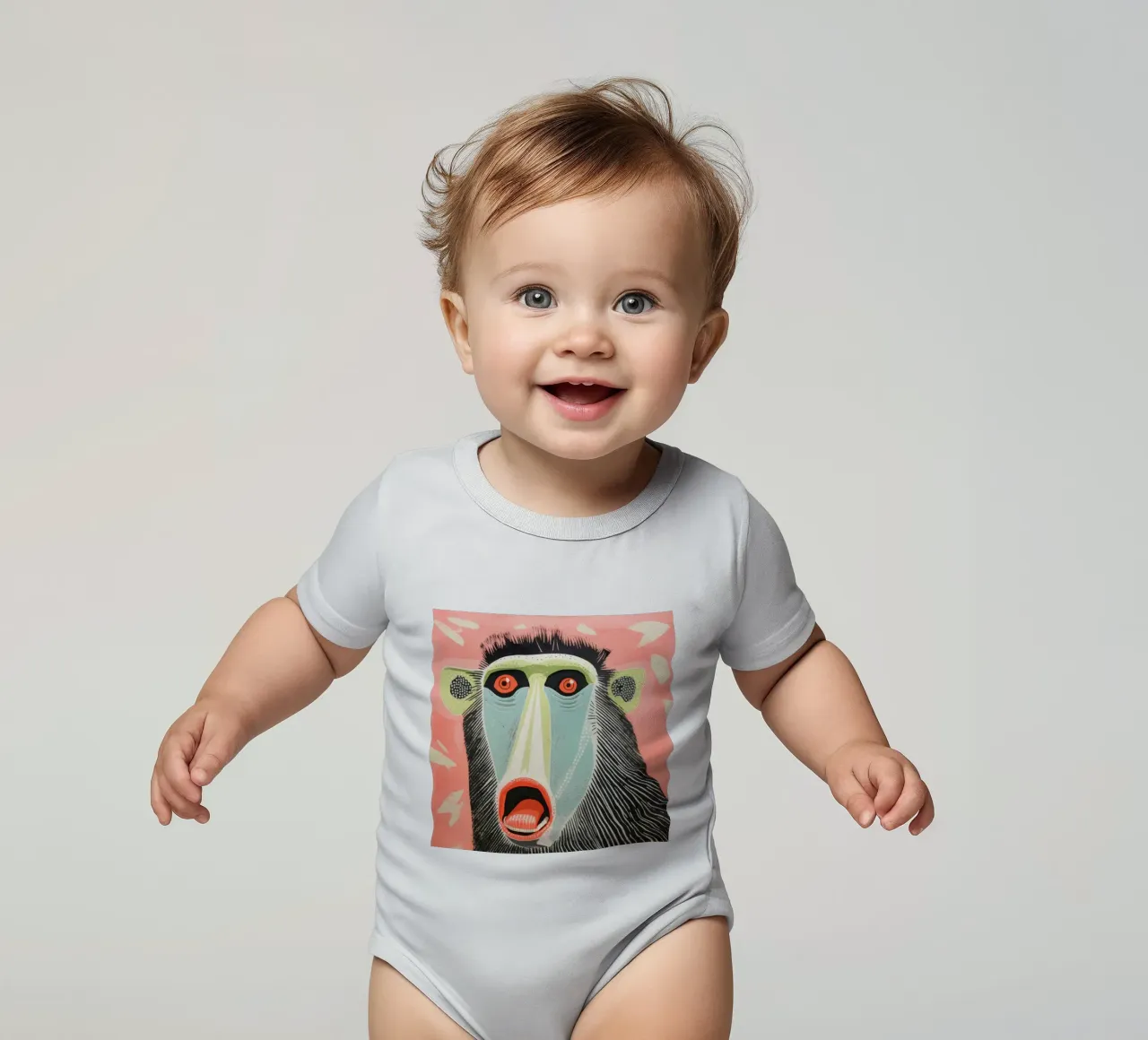 Mandrill vert body bébé de Minimal Animal Art