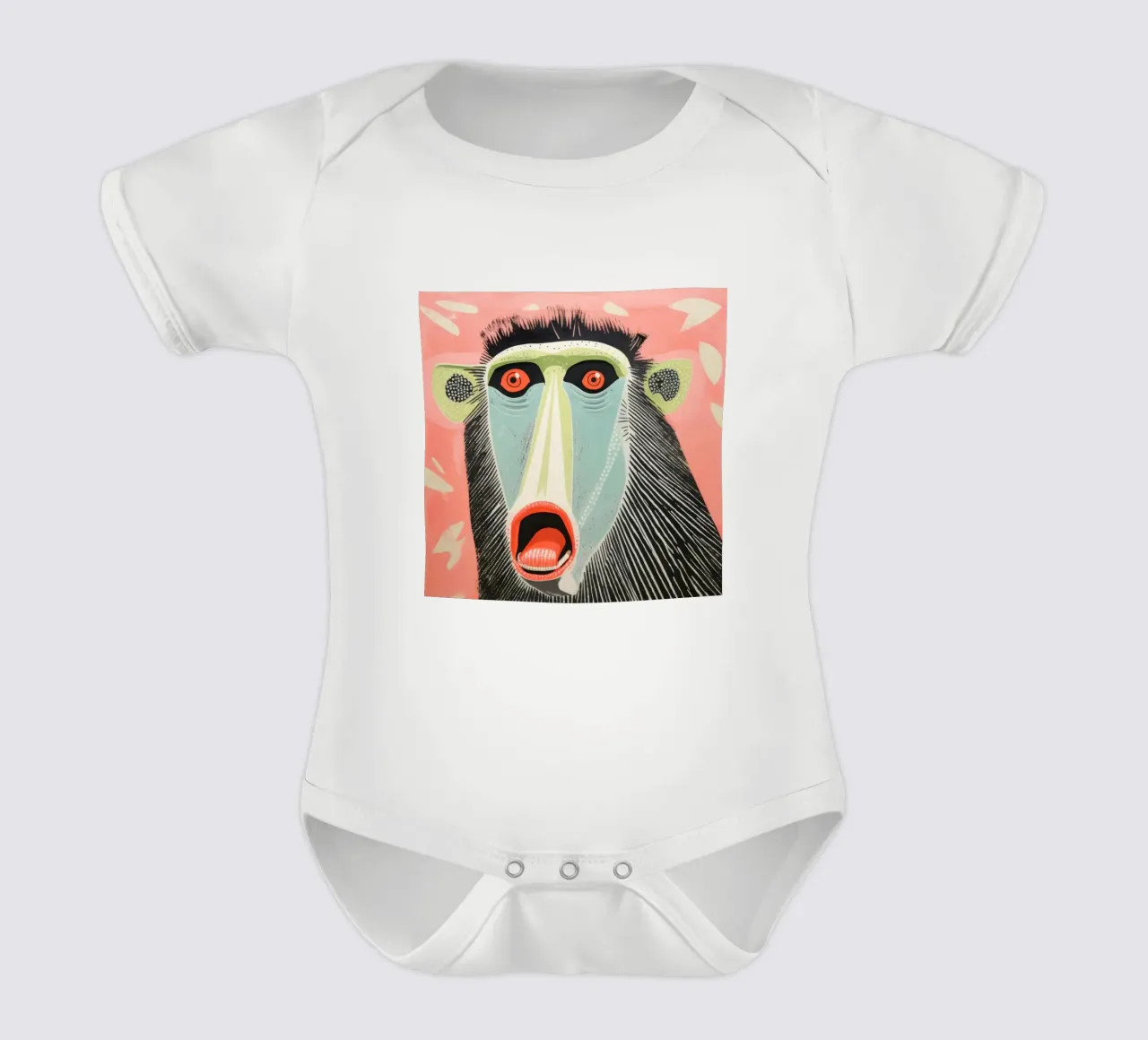 Mandrill vert body bébé de Minimal Animal Art