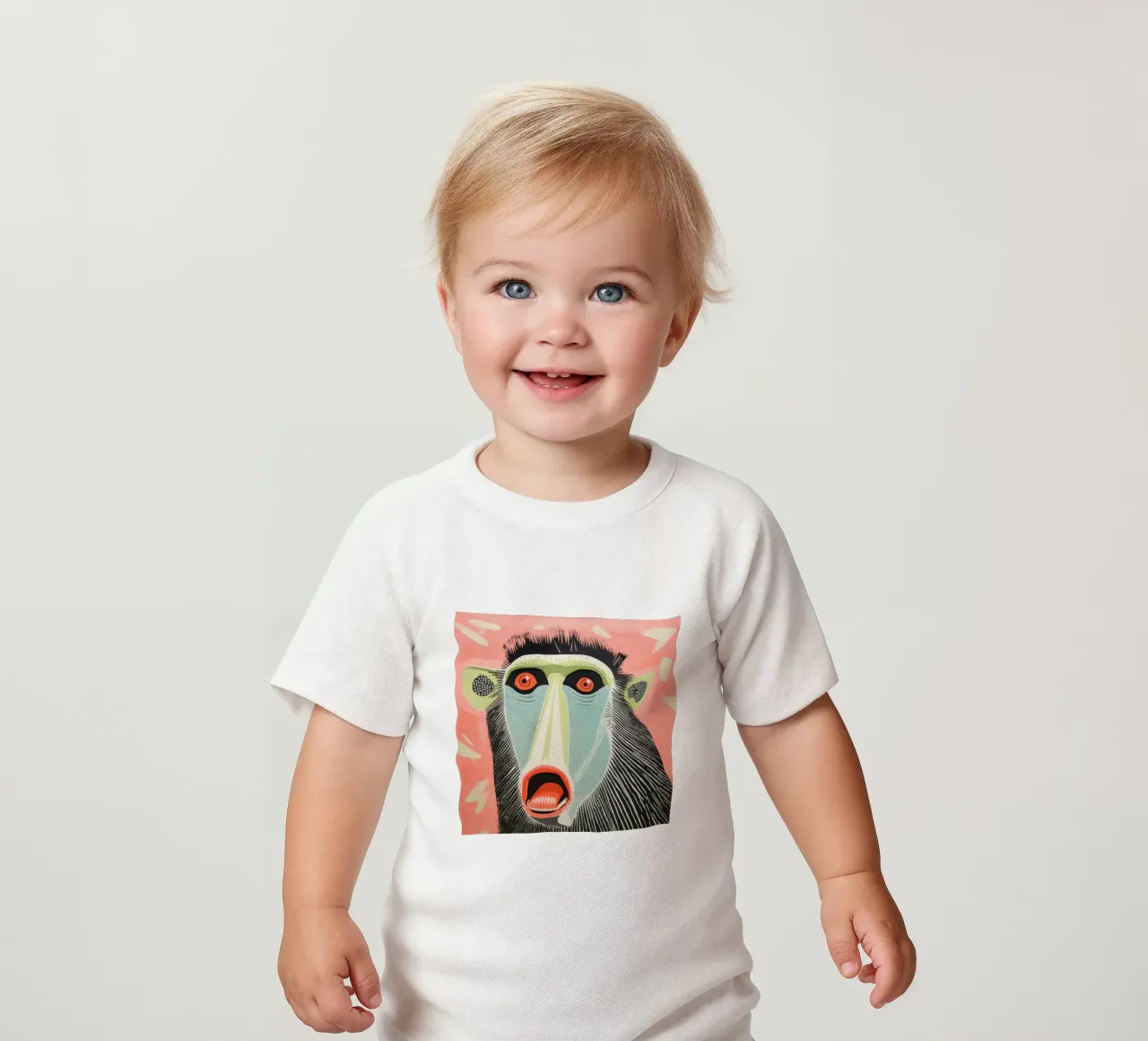 Green Mandrill 2 baby t-shirt by Minimal Animal Art