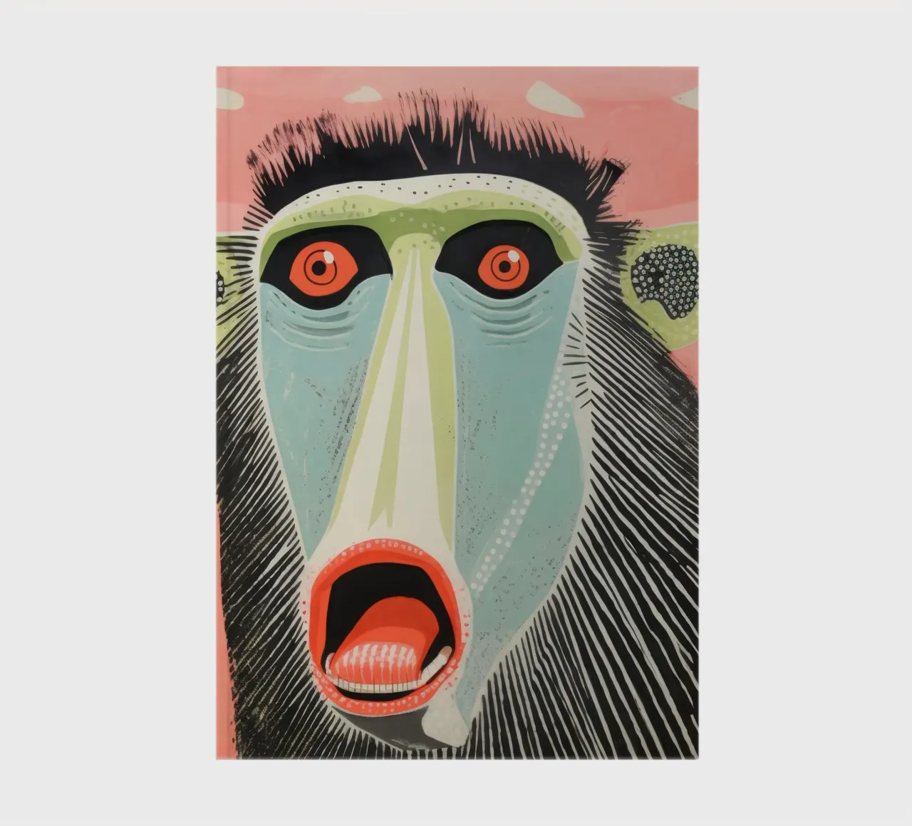 Mandrill vert 2 carnet de notes de Minimal Animal Art