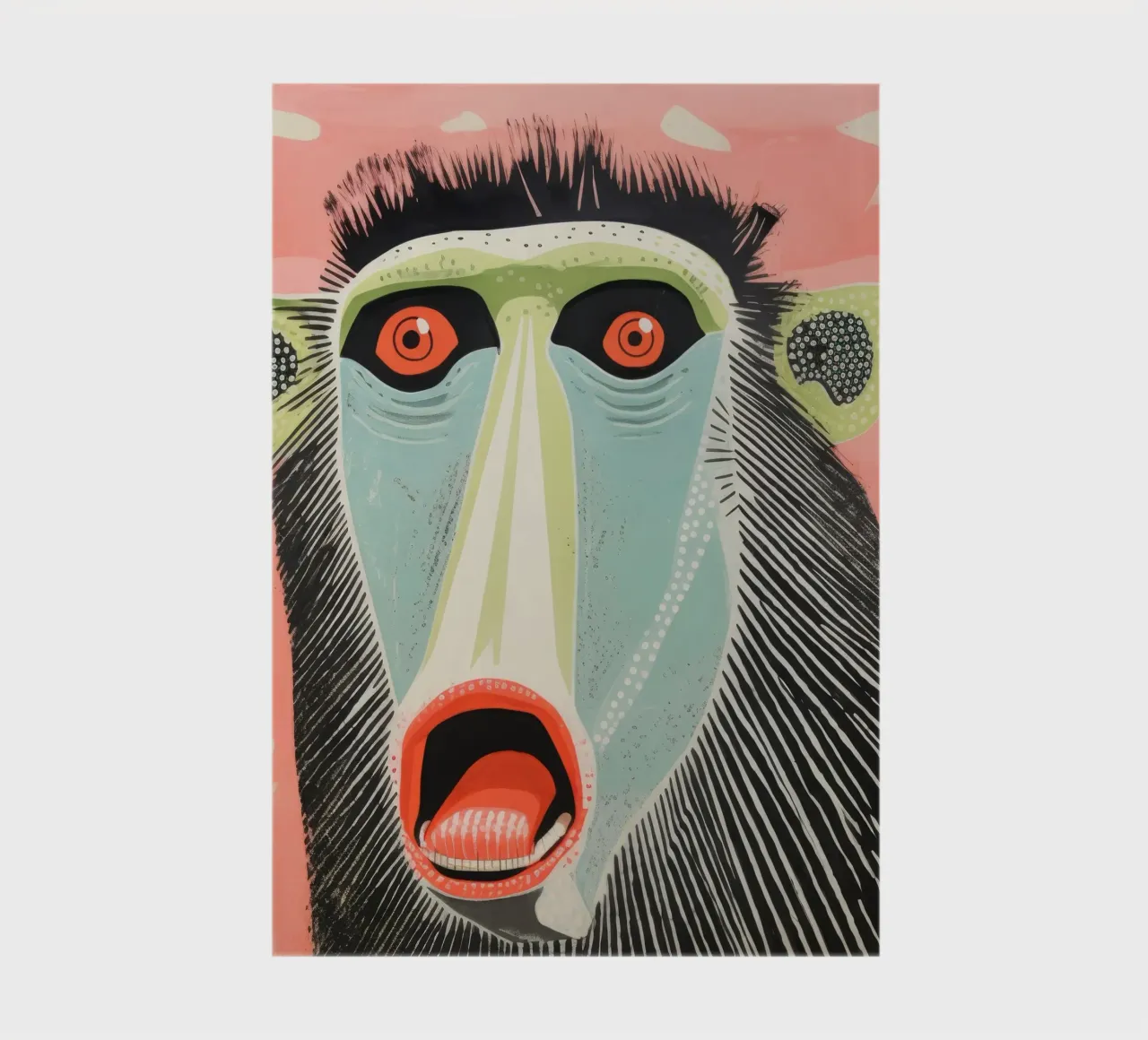 Mandrill vert 2 carnet de notes de Minimal Animal Art