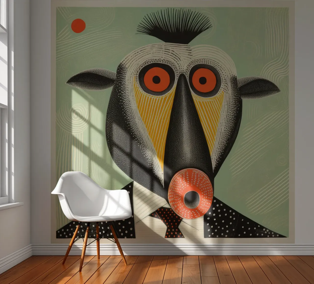 Green Mandrill 3 photo wallpaper by Minimal Animal Art
