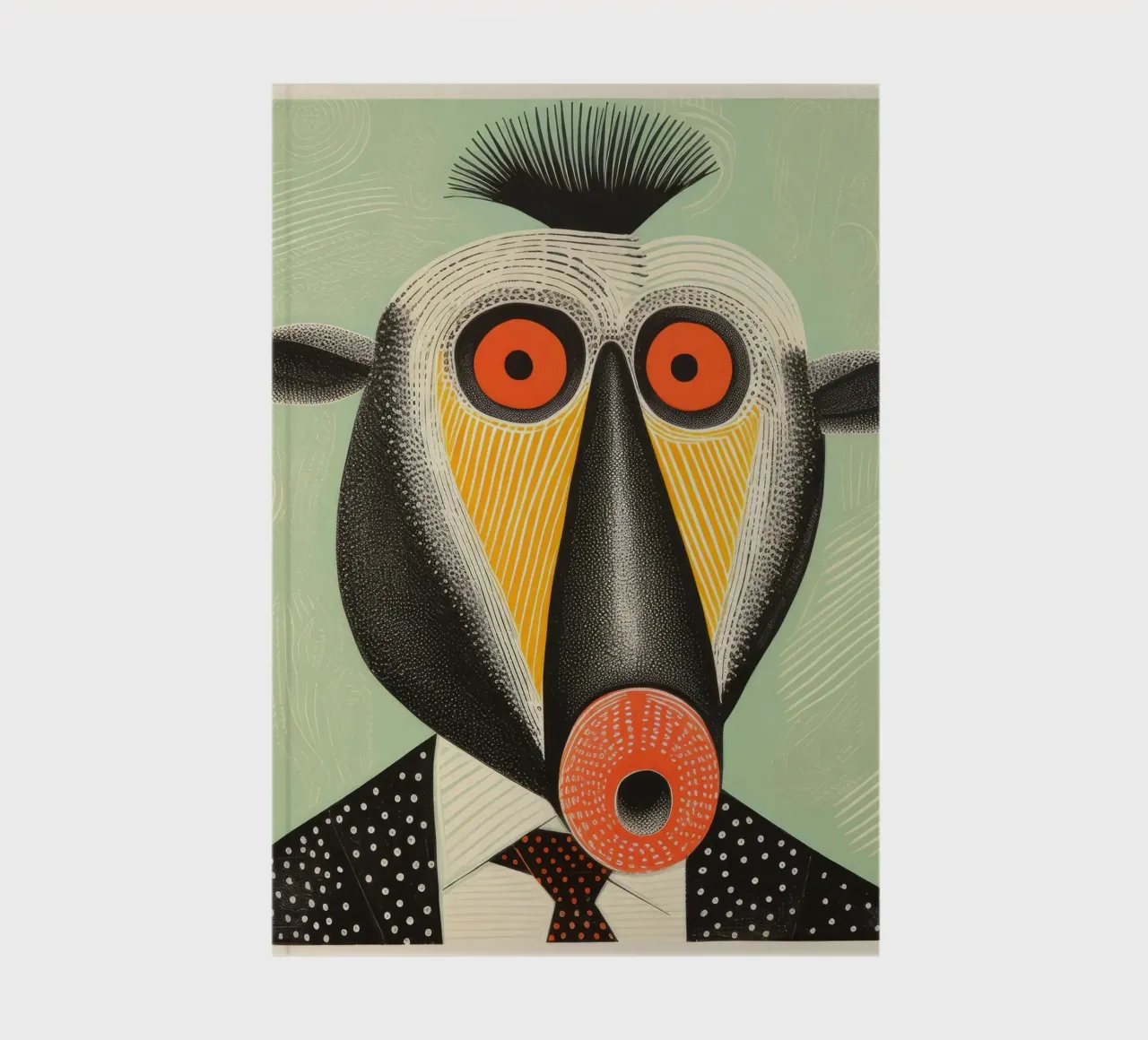 Mandrill vert 3 carnet de notes de Minimal Animal Art