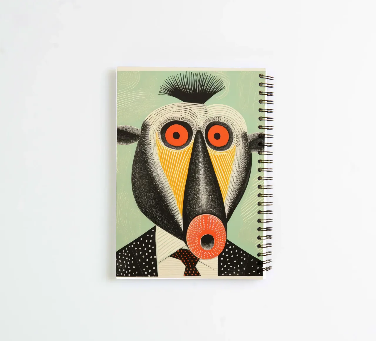 Green Mandrill 3 spiral notebook by Minimal Animal Art