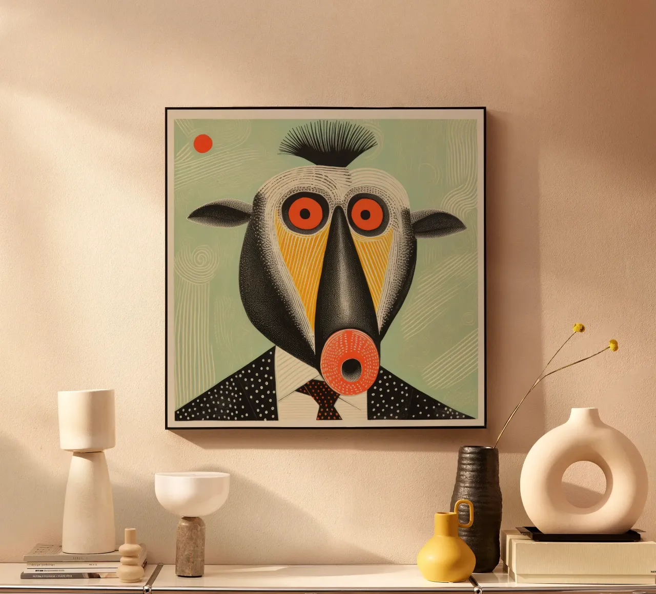 Green Mandrill 3 acrylic glass by Minimal Animal Art