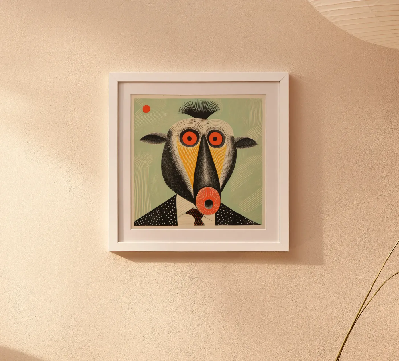 Green Mandrill poster by Minimal Animal Art