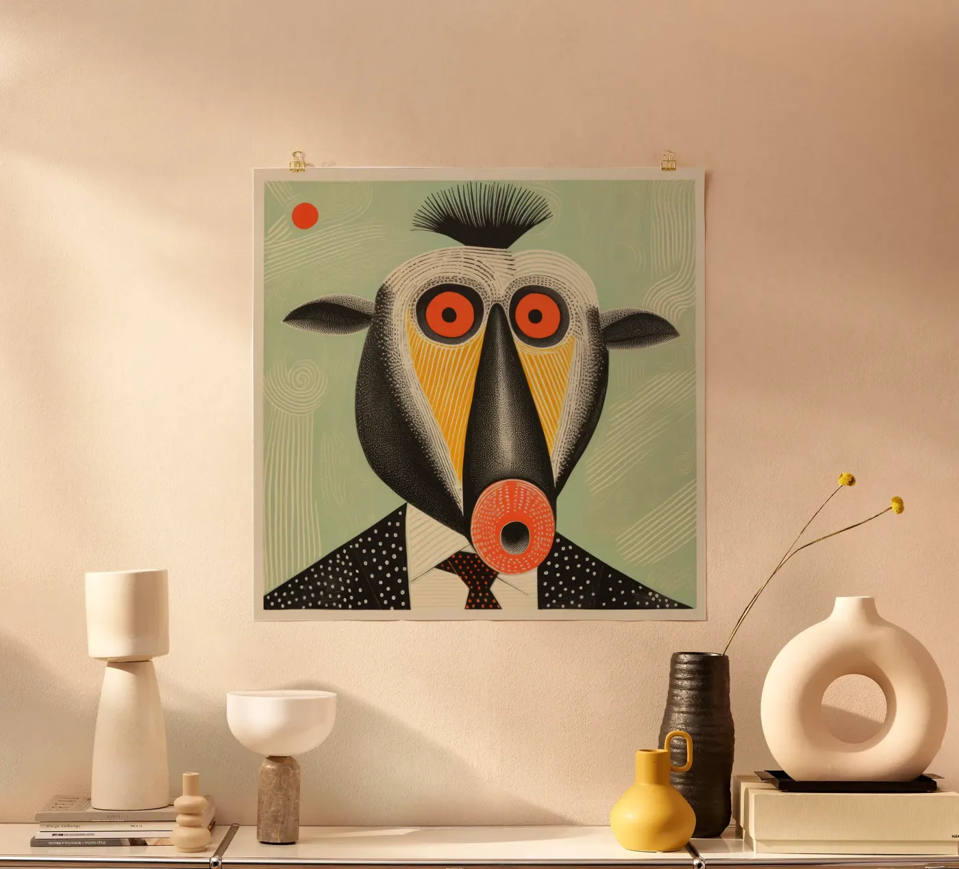 Green Mandrill poster by Minimal Animal Art