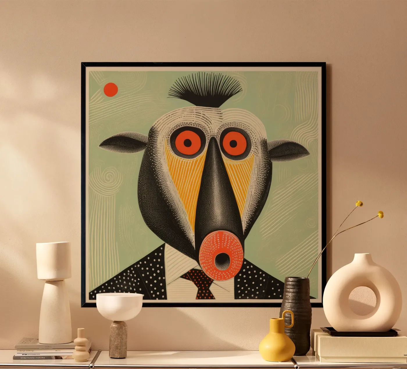 Green Mandrill poster by Minimal Animal Art