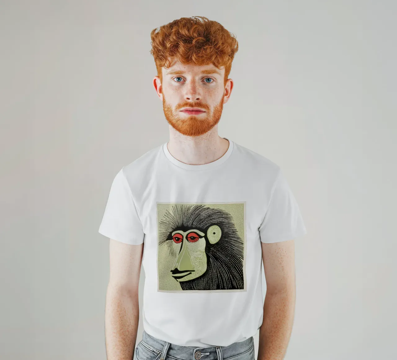 Mandrillo verde 4 t-shirt da Minimal Animal Art