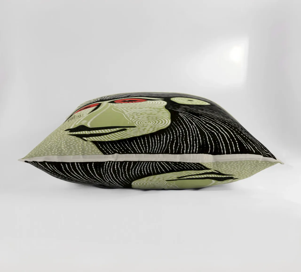Mandrillo verde 4 cuscino da Minimal Animal Art