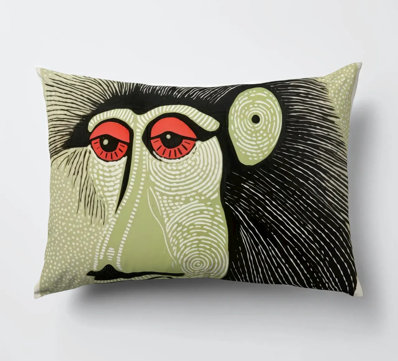 Mandrillo verde 4 cuscino da Minimal Animal Art