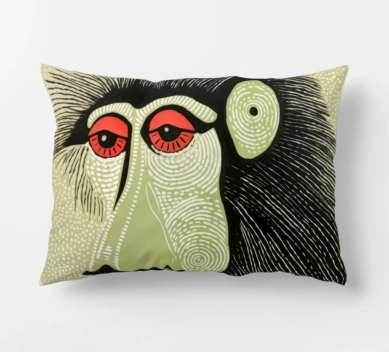 Mandrillo verde 4 cuscino da Minimal Animal Art