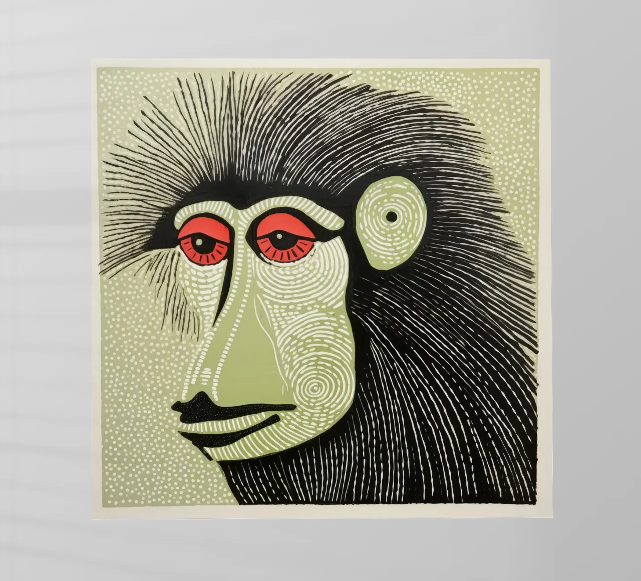 Mandrillo verde 4 pellicola backlit da Minimal Animal Art