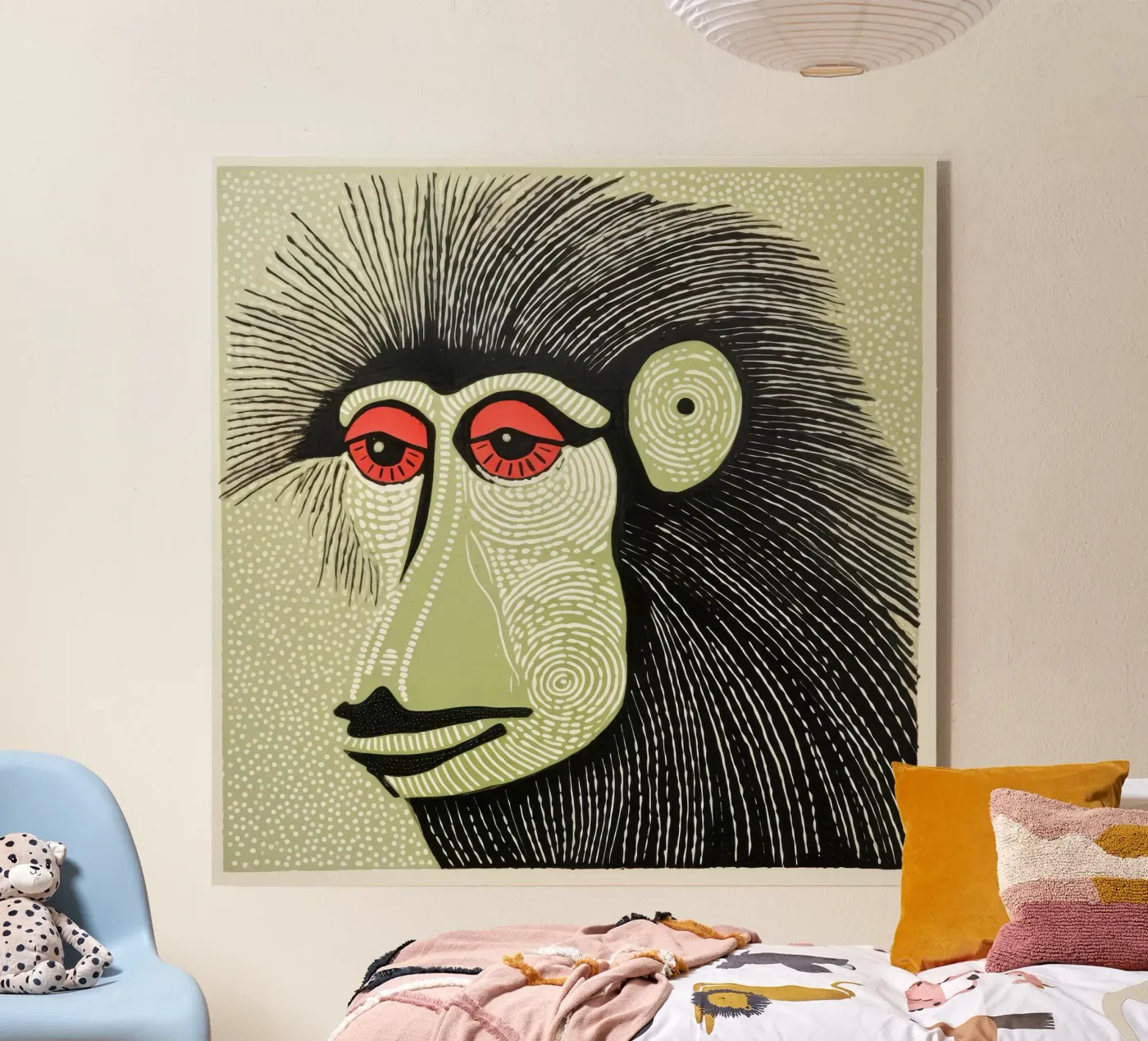 Green Mandrill plexiglas de Minimal Animal Art