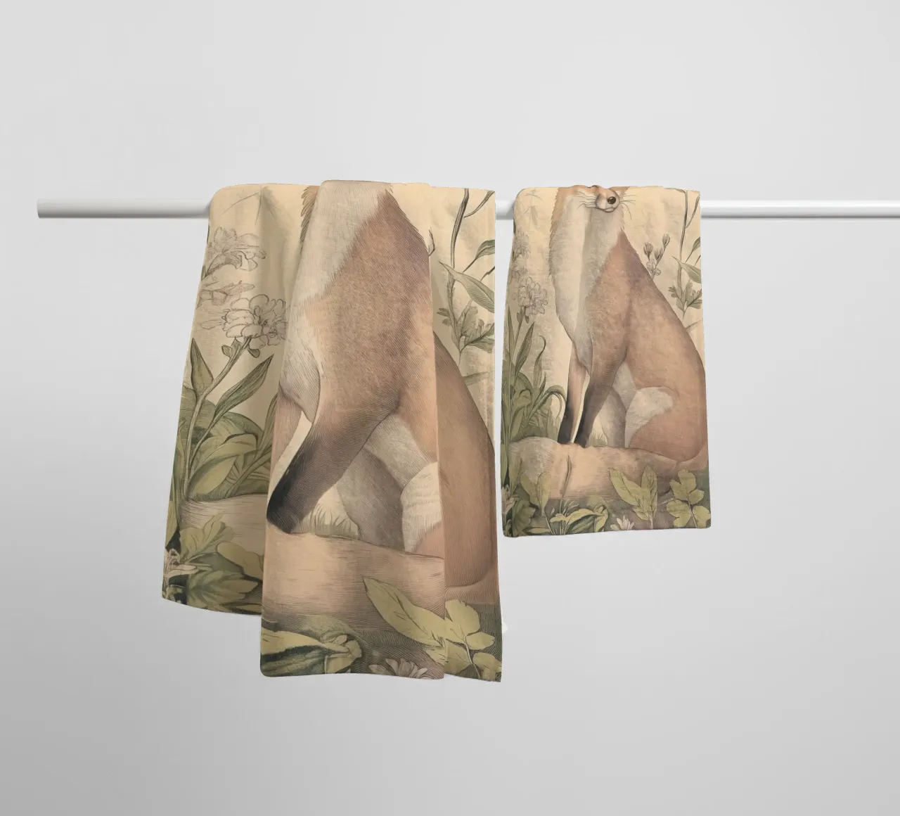 Ilustración de un zorro en Wild Botanical toalla de baño de Melloi Art Print