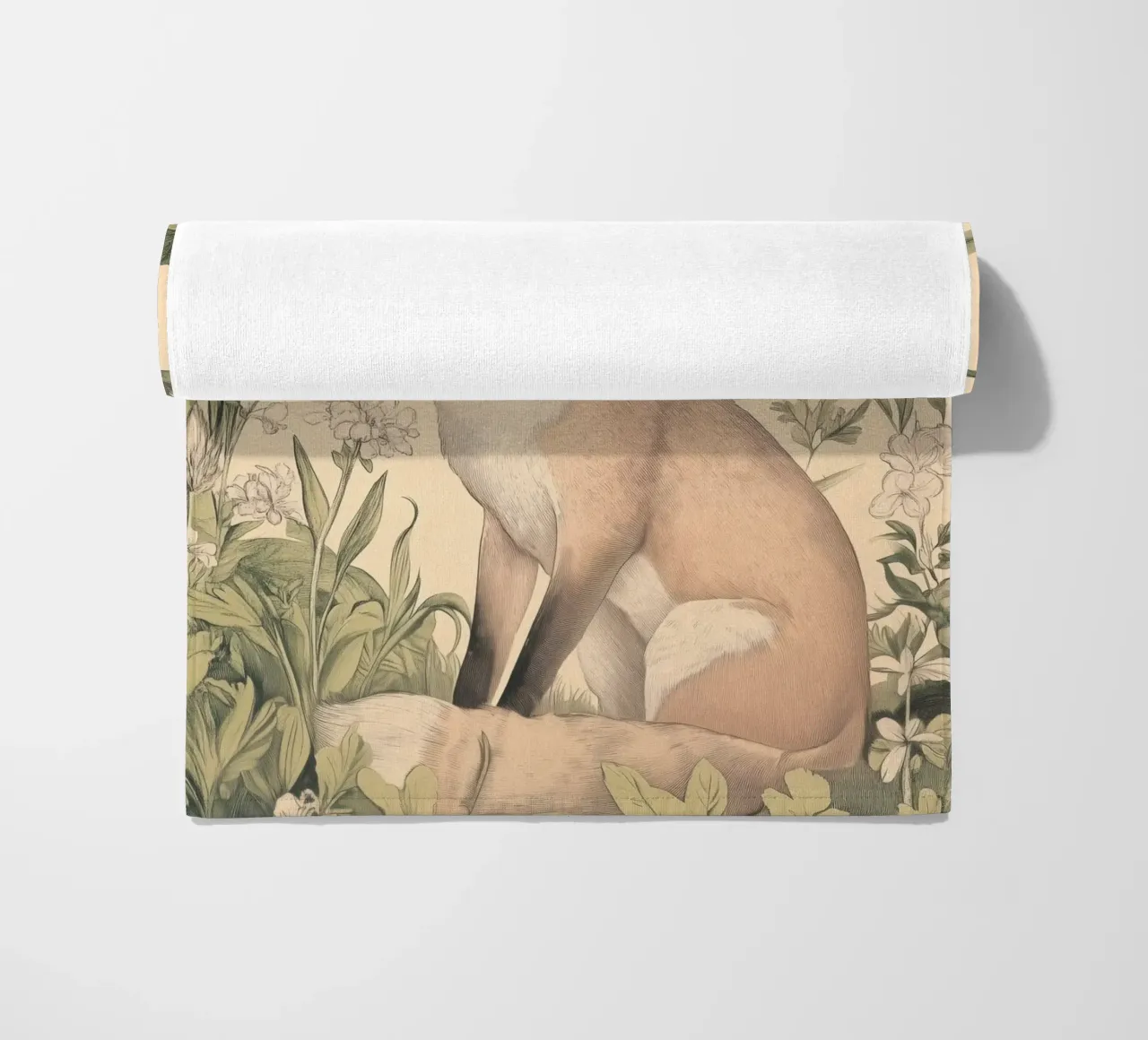Illustrazione della volpe in Wild Botanical telo mare da Melloi Art Print
