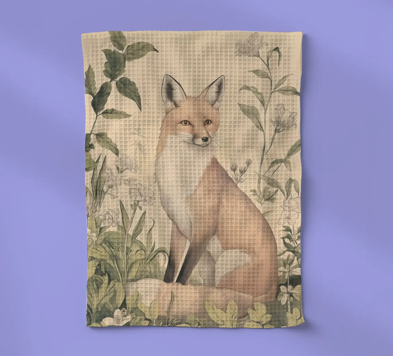 Illustrazione della volpe in Wild Botanical canovaccio da cucina da Melloi Art Print