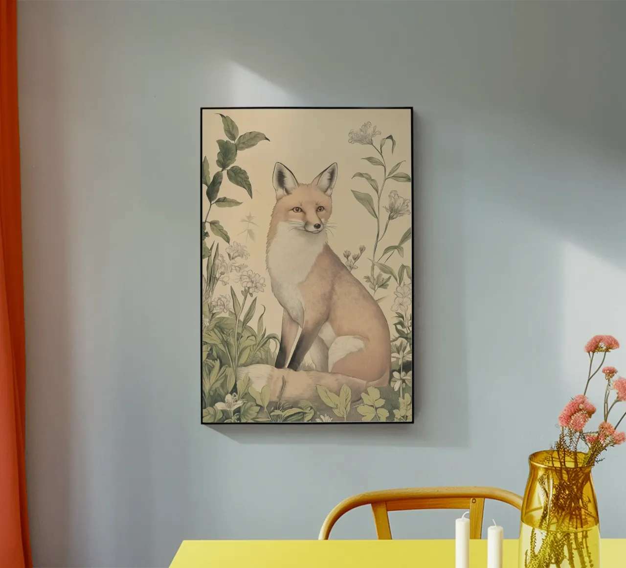 Ilustración de un zorro en Wild Botanical metacrilato de Melloi Art Print