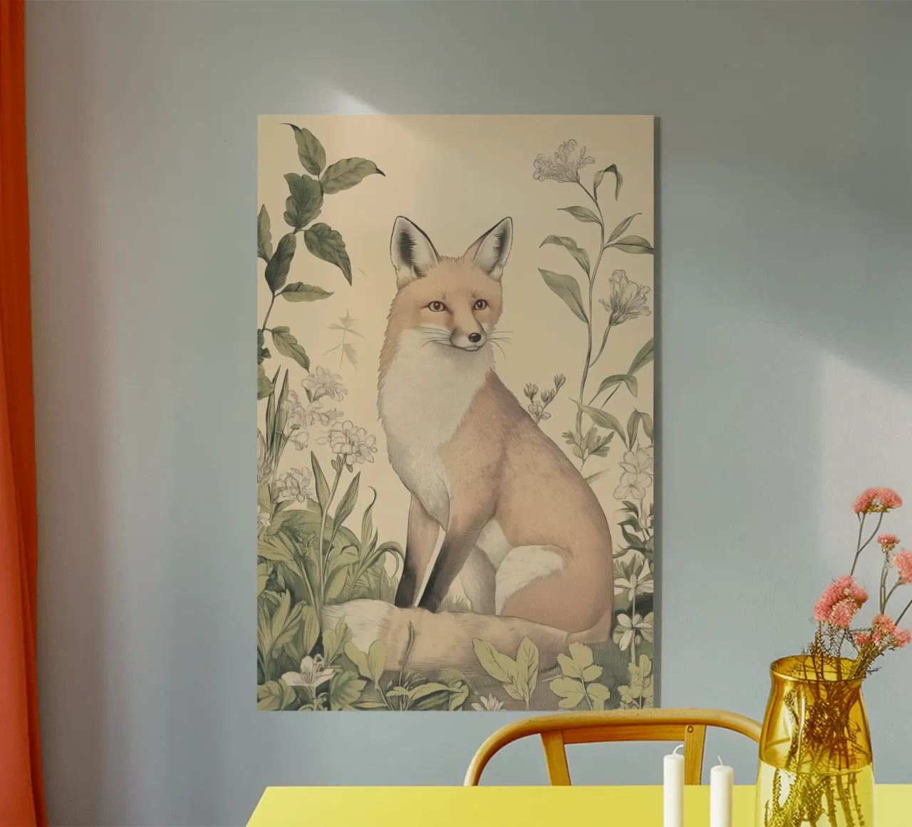 Ilustración de un zorro en Wild Botanical metacrilato de Melloi Art Print